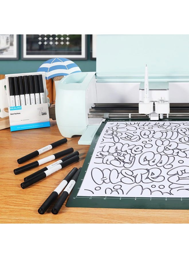 REALIKE Dual Tip Pens for Cricut Maker 3/Maker/Explore 3/Air 2/Air, Black Pens Set of 7 Pack Dual Tip Marker Fine Point Pen Writing Drawing Accessories for Cricut Machine (0.4 Tip & 1.0 Tip) - Image 3