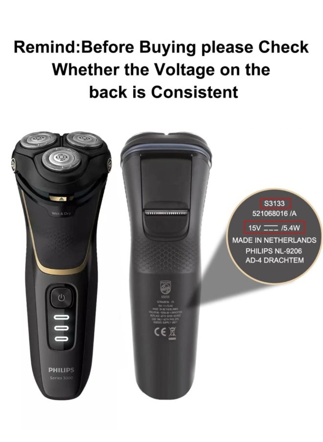 Topleo - 15V for Philips Shaver Charger HQ8505 Cable UK for Series 3000, 5000, 7000, 9000 Beard Trimmer S3233, S3333, S1332, BT5502, BT9810, MG7790 MG7750 Electric Razor Aquatouch Power Lead - Image 1