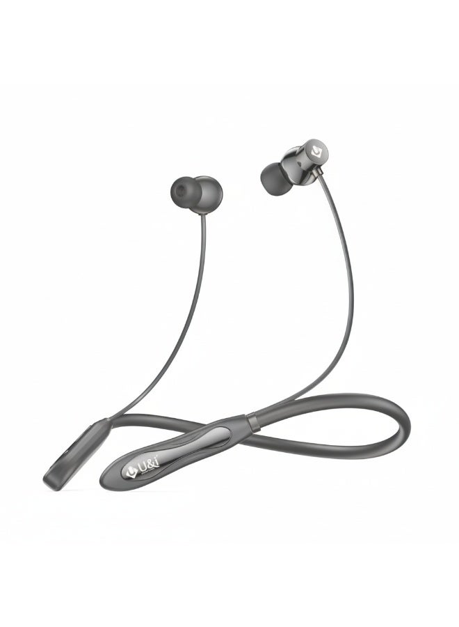 U&i سماعات أذن بلوتوث لاسلكية مع حزام عنق بمدة تشغيل 60 ساعة، تشغيل/إيقاف مغناطيسي، زمن استجابة منخفض 60 مللي ثانية، شحن سريع من نوع C ومقاومة للماء IPX4 لسماعات رياضية للجيم والجري - Image 1