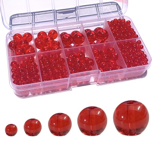 Gocelyn 476PCS Round Crystal Glass Beads for Jewelry MakingRed Glass Spacer Loose Beads for Crafts Bracelets Necklaces Charms Pendants Friendship 4681012mm - Image 1