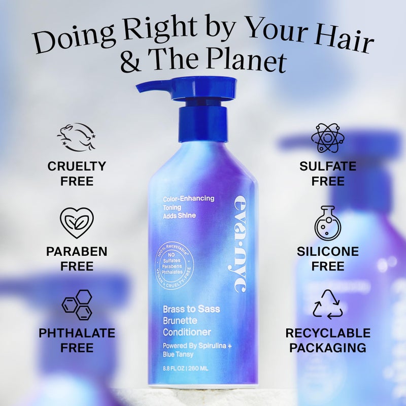Eva NYC Brass to Sass Brunette Conditioner, Blue Conditioner for Brassy Hair, Neutralizes Brassy Red and Orange Tones, 8.8 fl oz - Image 5