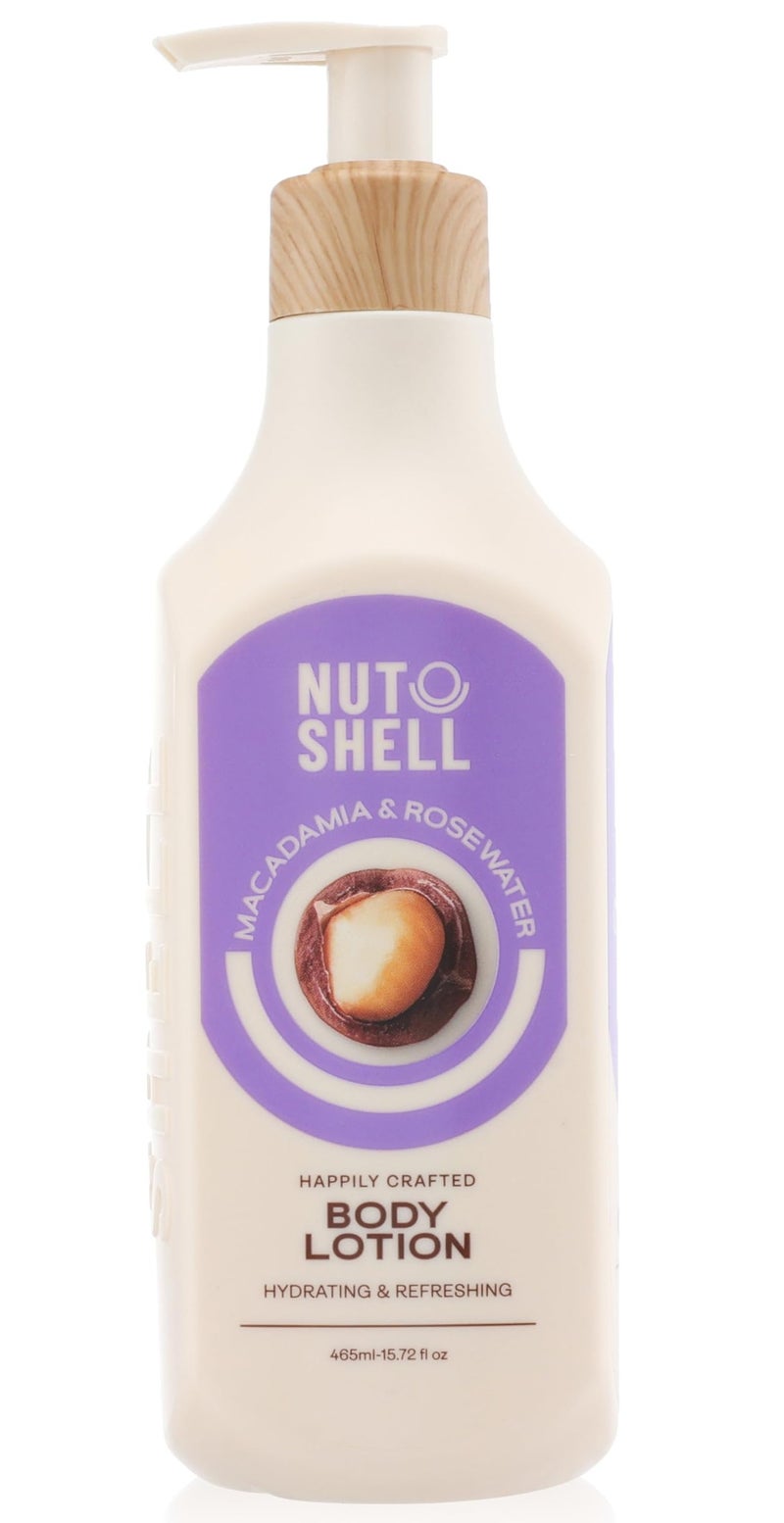 NUTSHELL Macadamia & Rose Water Body Lotion – 465 ml – 24-Hour Hydration & Silky Glow