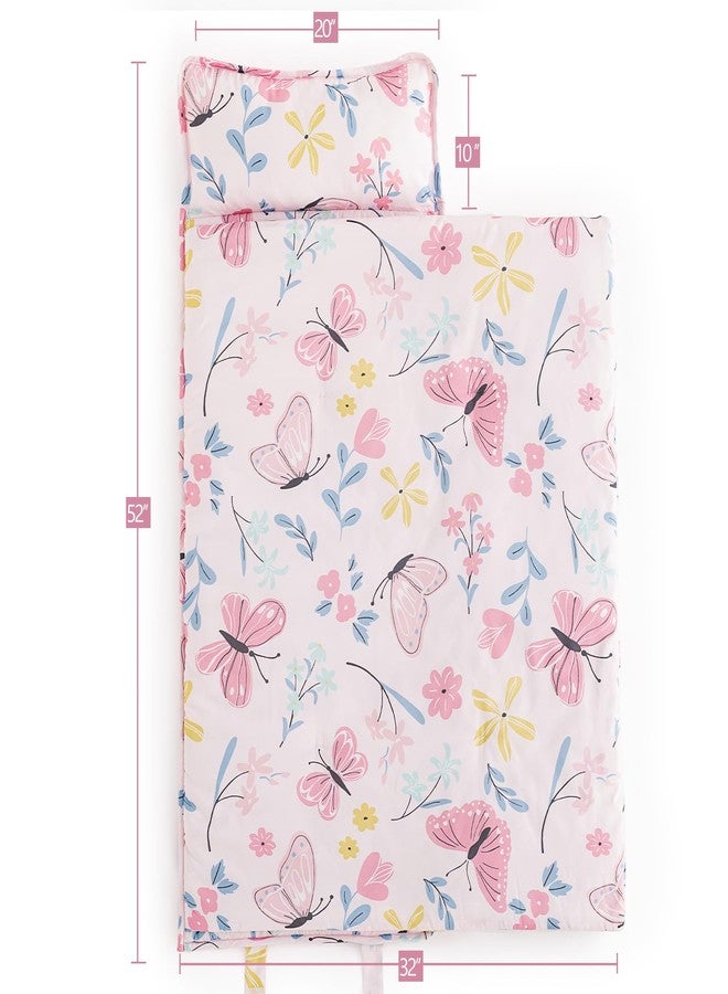 PHF Butterfly Toddler Nap Mat Set, with Removable Pillow for Toddler Girls, Soft and Lightweight for Daycare, Preschool, Travel, Kindergarten Sleeping Bag, Fits Ages 3-6 Years, Butterfly - Image 2