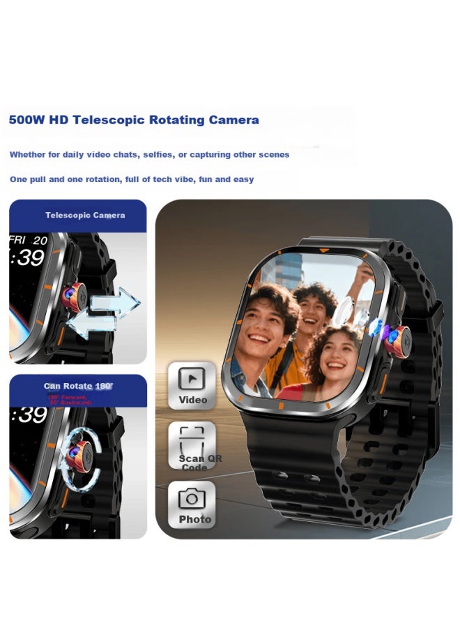 Soaiy T6pro Smart Phone Watch Gps 5g Sim Card Full Network High School Student Rotating Camera Heart Rate Blood Oxygen Photo Waterproof Nfc Adult Uni Gift Obsidian Black - Image 1