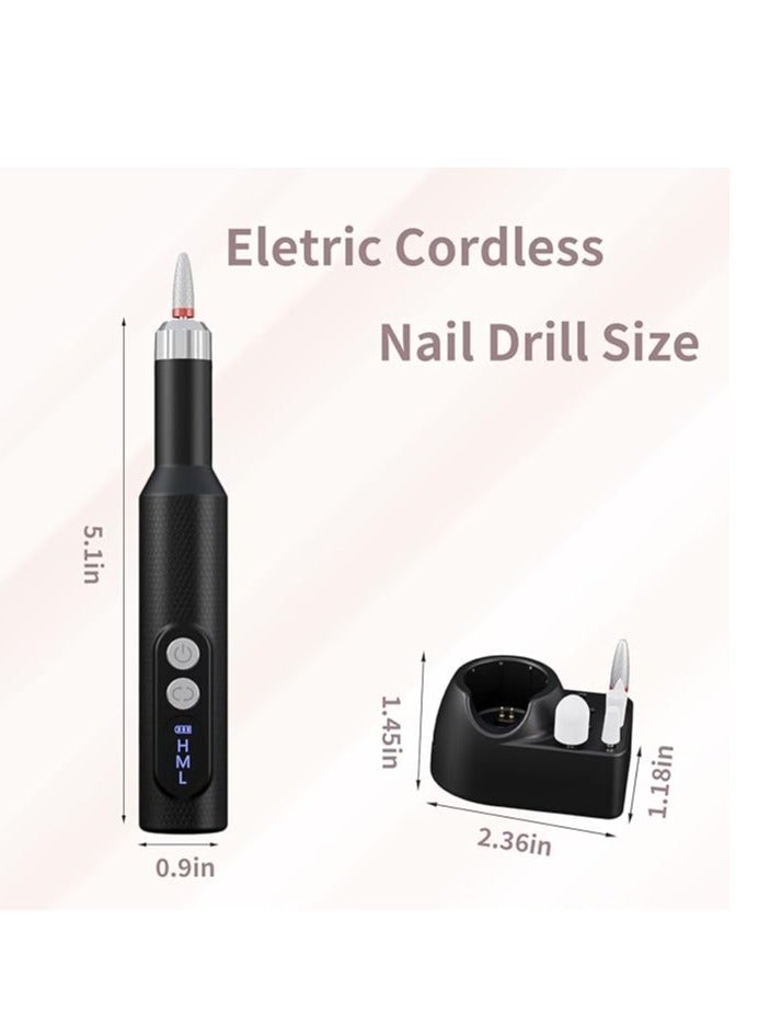 Loquat Electric Portable Professional Rechargeable Nail Filer with Nail Drill Bit, Acrylic Gel Nail Polishing Band, Manicure and Pedicure Polish, Black Suitable for Everyone - Image 2