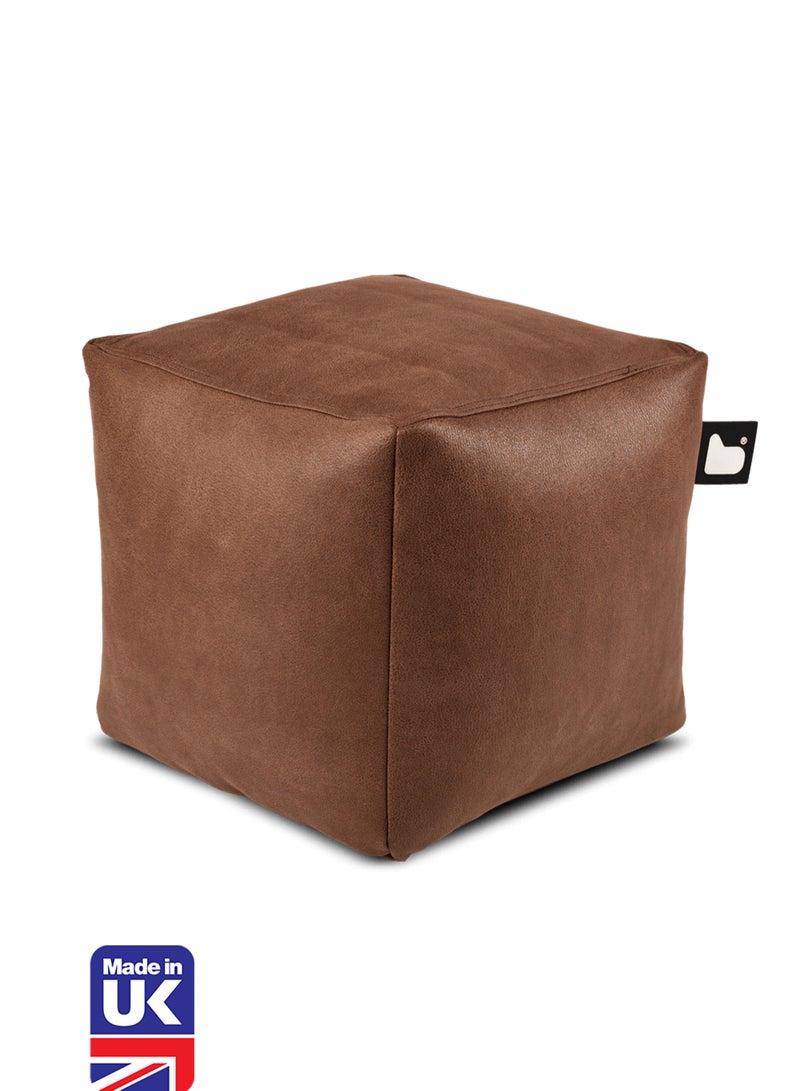 Extreme Lounging Extreme Lounging® - Original Luxury Leather B-Box Pouf - Made in UK - Premium Quality Double Stitched Ottoman - Stylish, Soft & Comfortable - 40x40x40cm - Color Chestnut - Image 1
