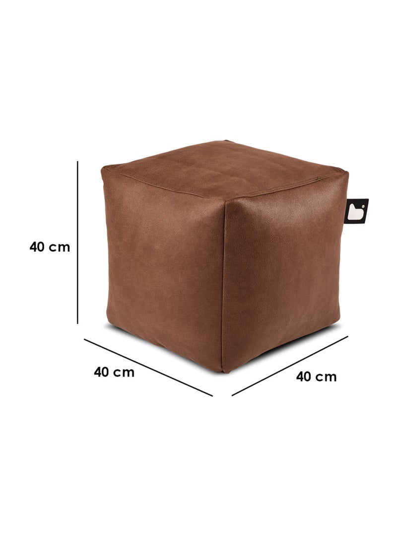 Extreme Lounging Extreme Lounging® - Original Luxury Leather B-Box Pouf - Made in UK - Premium Quality Double Stitched Ottoman - Stylish, Soft & Comfortable - 40x40x40cm - Color Chestnut - Image 2
