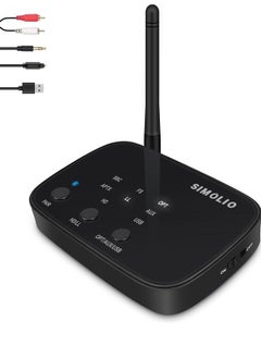 Bluetooth 5.0 Transmitter for TV, aptX Low Latency & aptX HD Wireless Audio Adapter for BT Headphones/Speakers, Optical/RCA/AUX/USB, Connect to 2 Headsets Simultaneously, Class 1, 197 ft Range