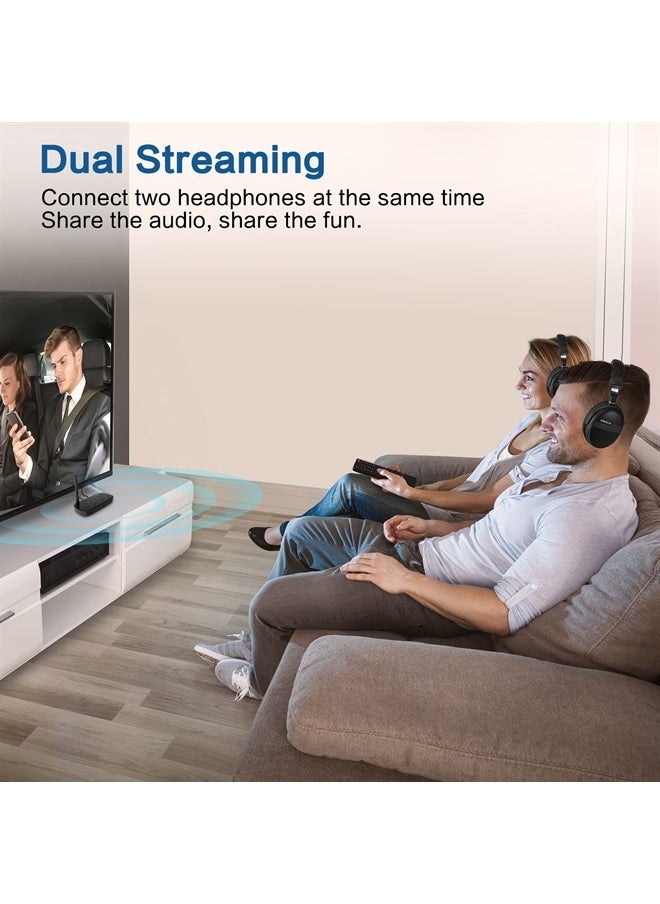SIMOLIO - Bluetooth 5.0 Transmitter for TV, aptX Low Latency & aptX HD Wireless Audio Adapter for BT Headphones/Speakers, Optical/RCA/AUX/USB, Connect to 2 Headsets Simultaneously, Class 1, 197 ft Range - Image 1