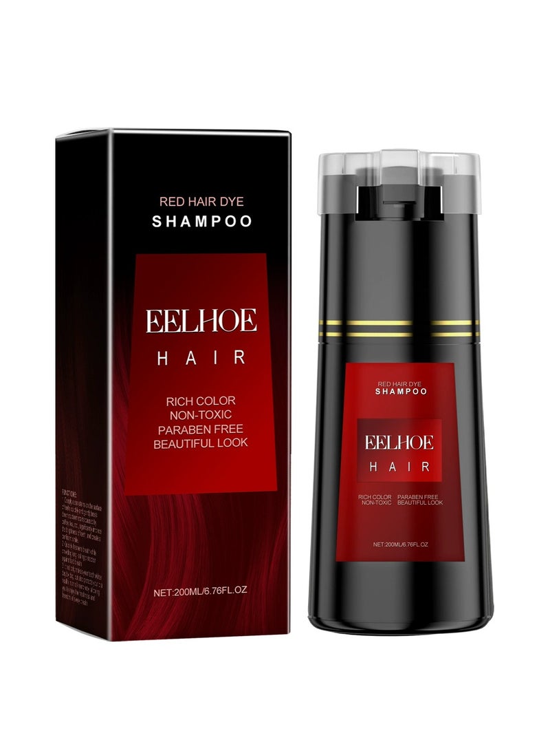إيلهو شامبو صبغ الشعر ، شامبو 3 في 1 للشعر المصبوغ ، شامبو ملون للشعر لتغطية الشعر الرمادي ، صبغة الشعر المنزلية مستخلص نباتي نقي ، شامبو صبغ فوري للعناية بالشعر ، شامبو مضاد للرمادي 200 مل (أحمر) - Image 1