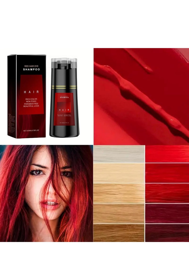 إيلهو شامبو صبغ الشعر ، شامبو 3 في 1 للشعر المصبوغ ، شامبو ملون للشعر لتغطية الشعر الرمادي ، صبغة الشعر المنزلية مستخلص نباتي نقي ، شامبو صبغ فوري للعناية بالشعر ، شامبو مضاد للرمادي 200 مل (أحمر) - Image 4