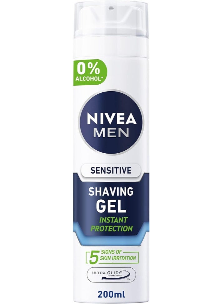 NIVEA MEN Sensitive Shaving Gel – Advanced Glide Technology with Chamomile & Hamamelis for a Clean, Comfortable Shave, 200ml - Image 1