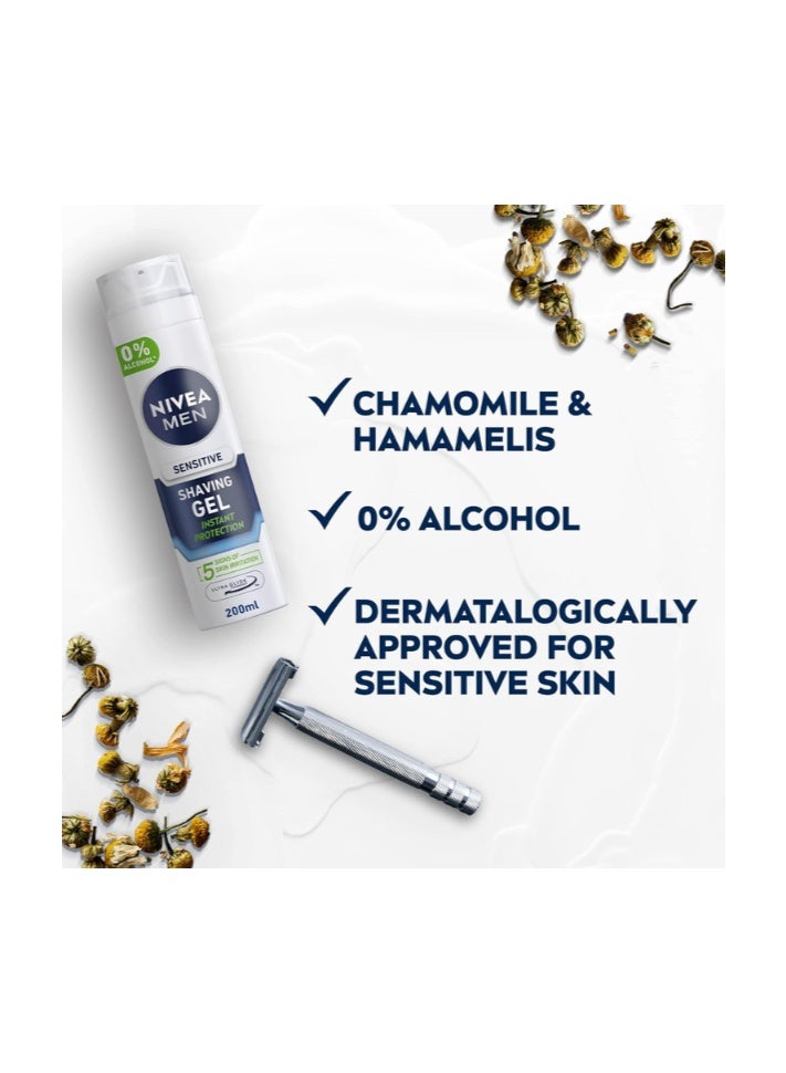 NIVEA MEN Sensitive Shaving Gel – Advanced Glide Technology with Chamomile & Hamamelis for a Clean, Comfortable Shave, 200ml - Image 3