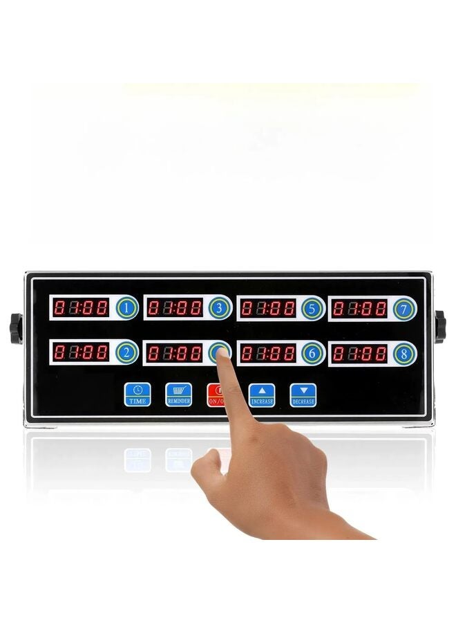 مؤقتات مطبخ بـ 8 قنوات، مؤقت طهي تجاري، مؤقت مطعم مع منبه عالي لتذكيرك بالطهي، مؤقت حسابي من الفولاذ المقاوم للصدأ لطهي البرجر في مناسبات متعددة - Image 1