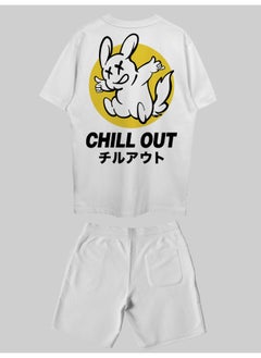 THREADCURRY THREADCURRY Chill Out Printed Co-ord Set for Men - Half Sleeve Oversized T-Shirt and Shorts  - Image 2