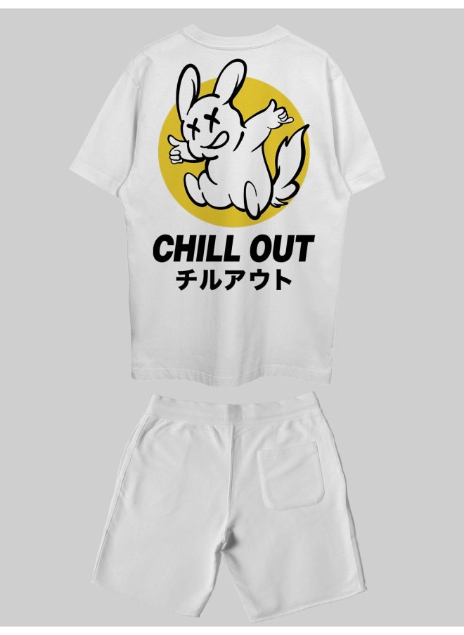 THREADCURRY THREADCURRY Chill Out Printed Co-ord Set for Men - Half Sleeve Oversized T-Shirt and Shorts  - Image 2