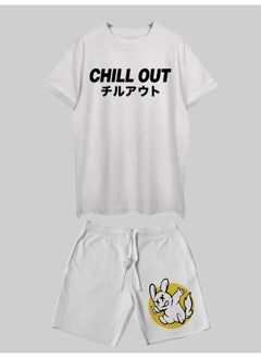 THREADCURRY THREADCURRY Chill Out Printed Co-ord Set for Men - Half Sleeve Oversized T-Shirt and Shorts  - Image 3