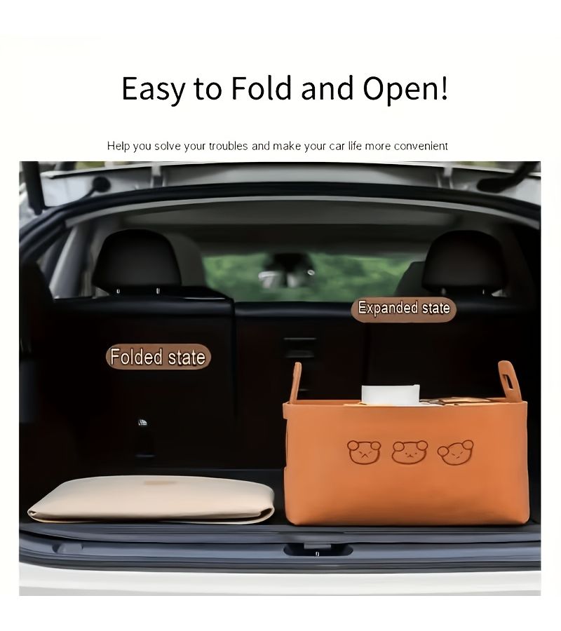 Brown Foldable Car Felt Storage Baskets 2 Pack Handheld Under Bed - Image 5