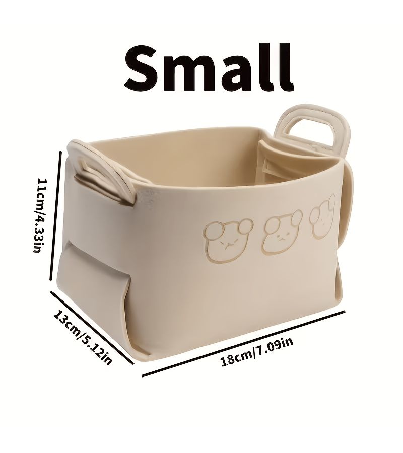 Brown Foldable Car Felt Storage Baskets 2 Pack Handheld Under Bed - Image 3