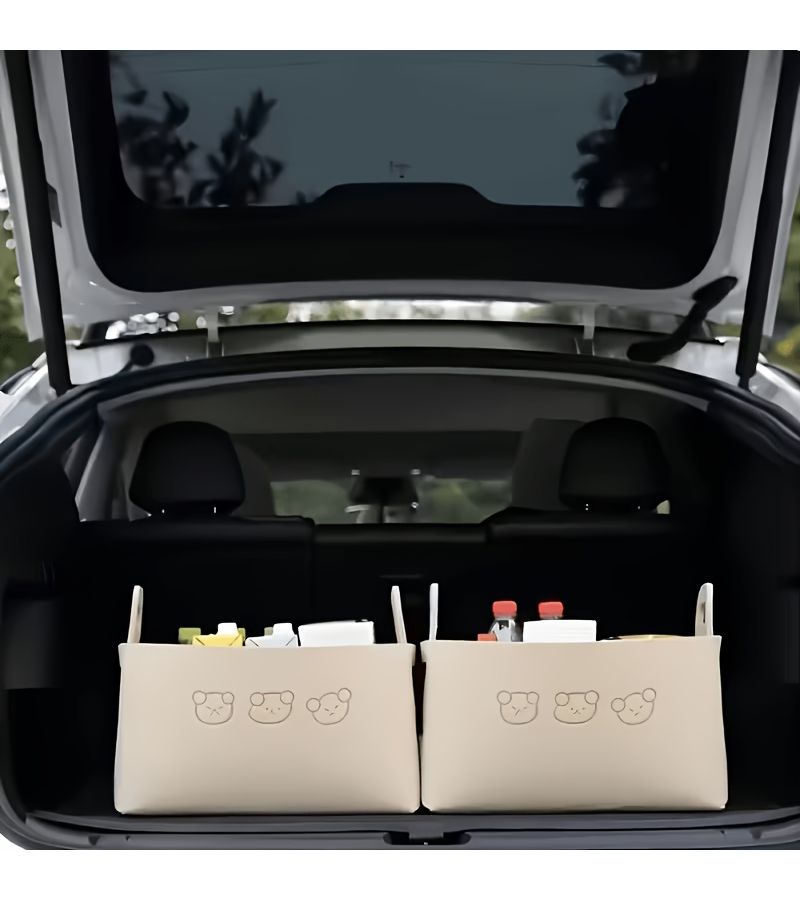 Brown Foldable Car Felt Storage Baskets 2 Pack Handheld Under Bed - Image 4