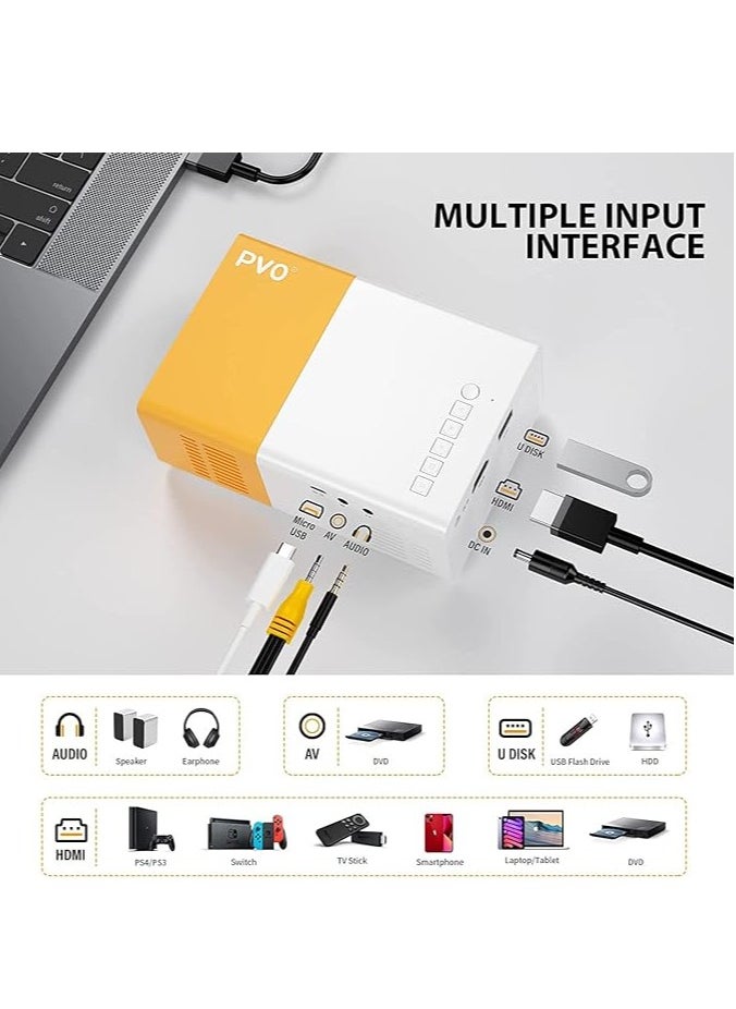 PVO - Mini Projector, Cartoon Portable Projector, Kids Gifts, Outdoor Movie Projector, LED Micro Video Projector for Home Theater Movie Projector - Image 1