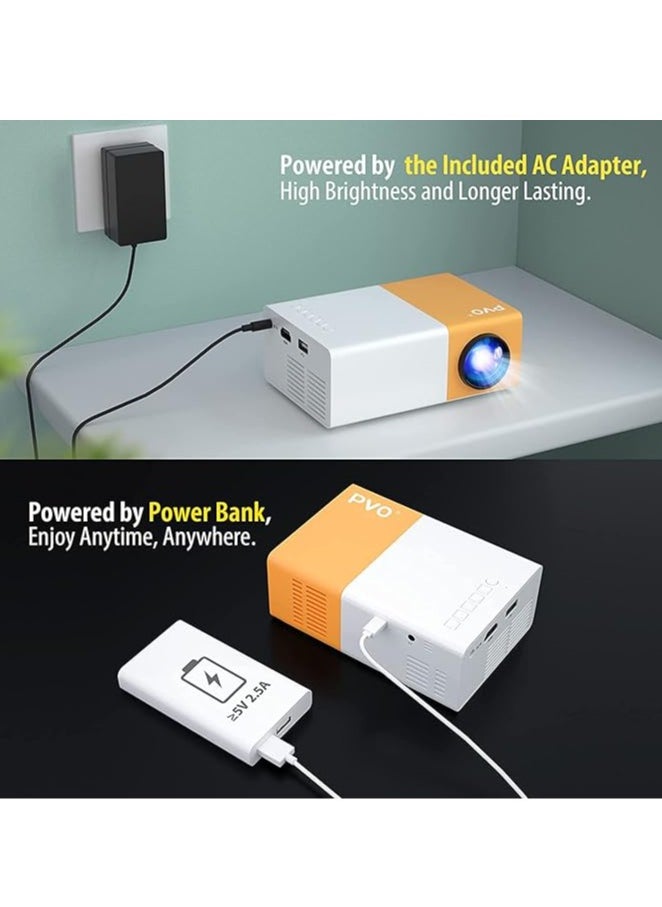 PVO - Mini Projector, Cartoon Portable Projector, Kids Gifts, Outdoor Movie Projector, LED Micro Video Projector for Home Theater Movie Projector - Image 1