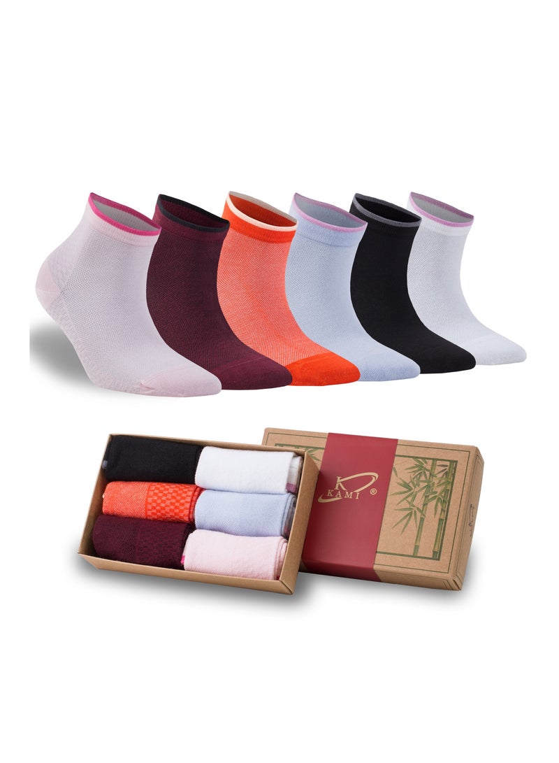 كامي جوارب كاحل من الخيزران الناعم للسيدات 6 أزواج - Image 1
