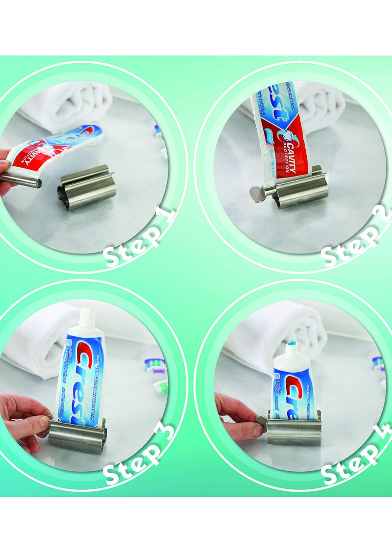KASTWAVE Toothpaste Tube Squeezer, 2-Pack Toothpaste Squeeze Roller, Stainless Steel Toothpaste Tube Wringer Holder, Save Toothpaste, Cream - Image 5