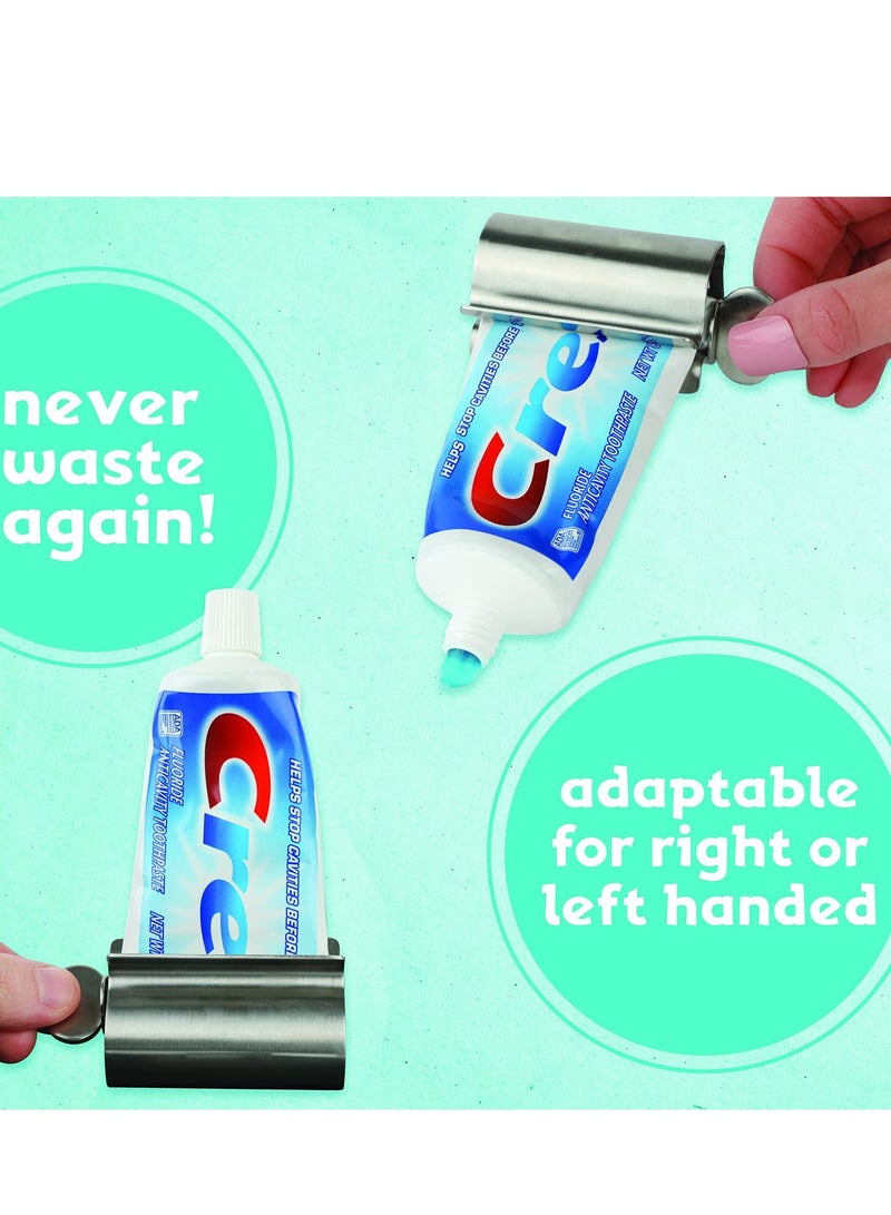 KASTWAVE Toothpaste Tube Squeezer, 2-Pack Toothpaste Squeeze Roller, Stainless Steel Toothpaste Tube Wringer Holder, Save Toothpaste, Cream - Image 3