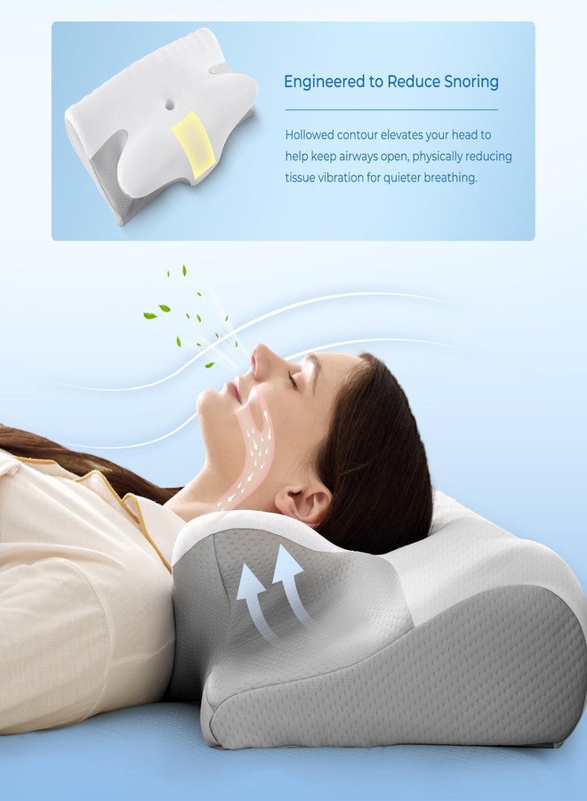 BDEUS Ergonomic Cervical Pillow for Side Sleepers, 2-in-1 Contour Orthopedic Memory Foam Pillow for Neck Shoulder Pain Relief, Sleep Apnea, Anti Snore, Pillow with Arm Rest, Head Cradle, White - Image 4