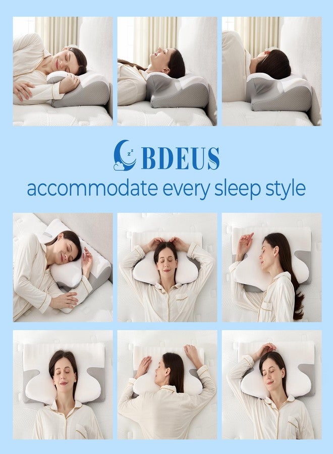 BDEUS Ergonomic Cervical Pillow for Side Sleepers, 2-in-1 Contour Orthopedic Memory Foam Pillow for Neck Shoulder Pain Relief, Sleep Apnea, Anti Snore, Pillow with Arm Rest, Head Cradle, White - Image 5