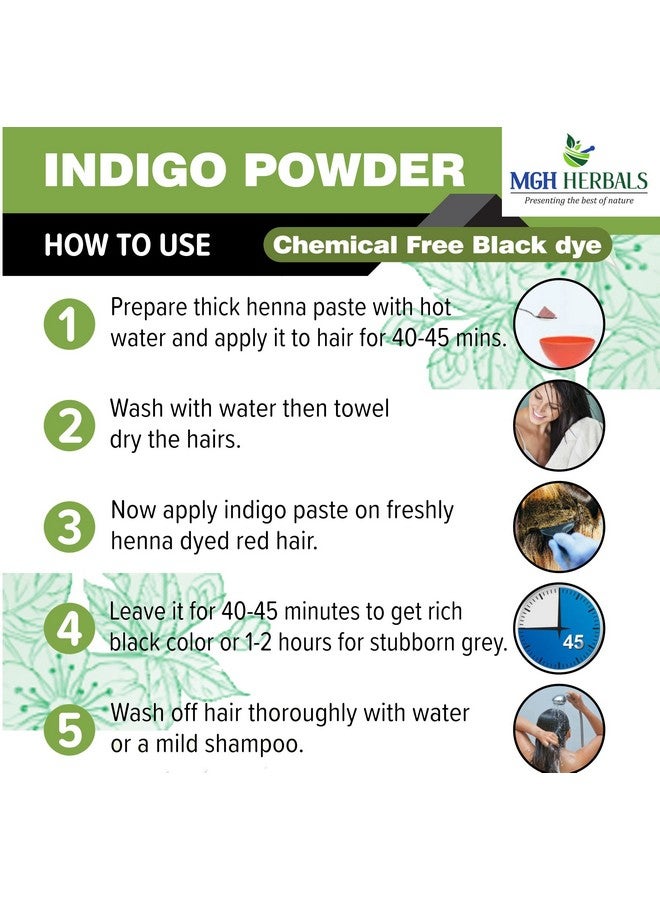 MGH Herbals Organic Indigo Powder Organic For Hair Black Colour (200 Grams), Natural Avuri Leaf Powder, Neela Amari, Neel Patti, Neelayamari, Neli Aku, Indico.  - Image 5