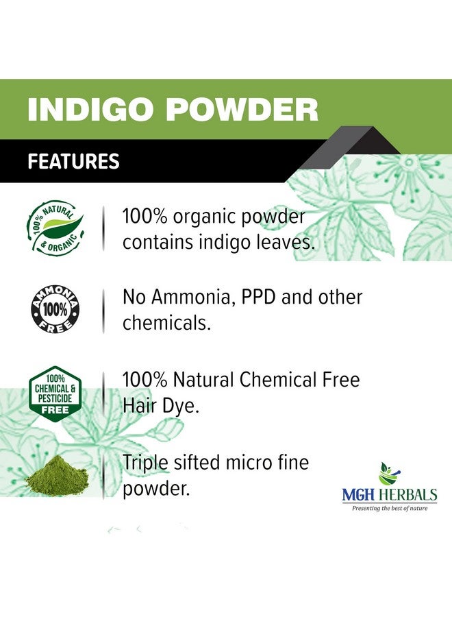 MGH Herbals Organic Indigo Powder Organic For Hair Black Colour (200 Grams), Natural Avuri Leaf Powder, Neela Amari, Neel Patti, Neelayamari, Neli Aku, Indico.  - Image 3