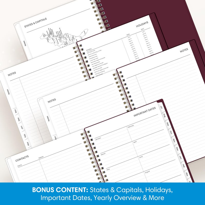 Blue Sky 2026-2027 Weekly and Monthly Academic Year Planner Calendar, July 2026 - June 2027, 5.875" x 8.625", Flexible Pocket Cover, Wirebound, Laminated Tabs, Includes Extra 30 Sheets of Notes, Dark Peonies - Image 5