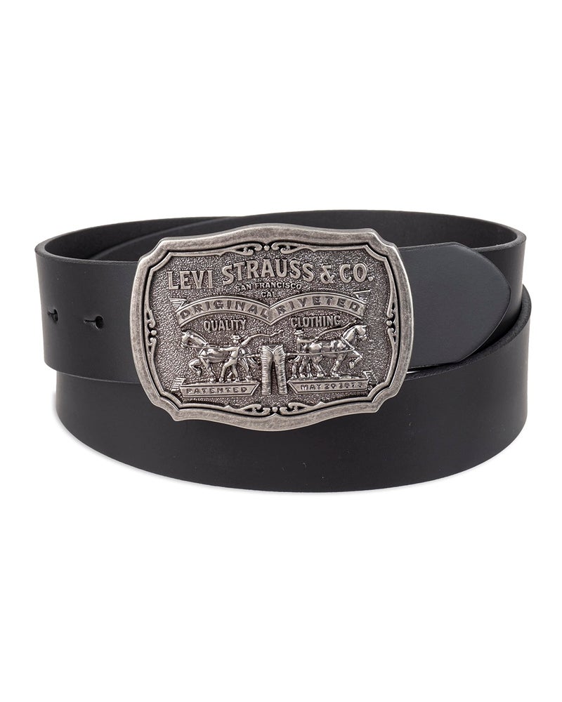 Levi's Teen Boys Leather With Plaque Buckle Apparel-belts, Midnight Black, 32 US - Image 2