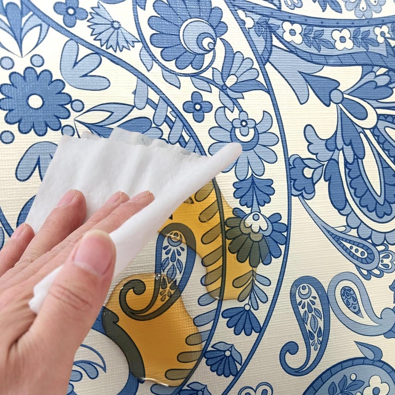 LIBERECOO Luxury Paisley Round Vinyl Tablecloth with Flannel Backing - Waterproof, Oilproof, Wipeable Dining Table Cover for Indoor/Outdoor Use - Image 5