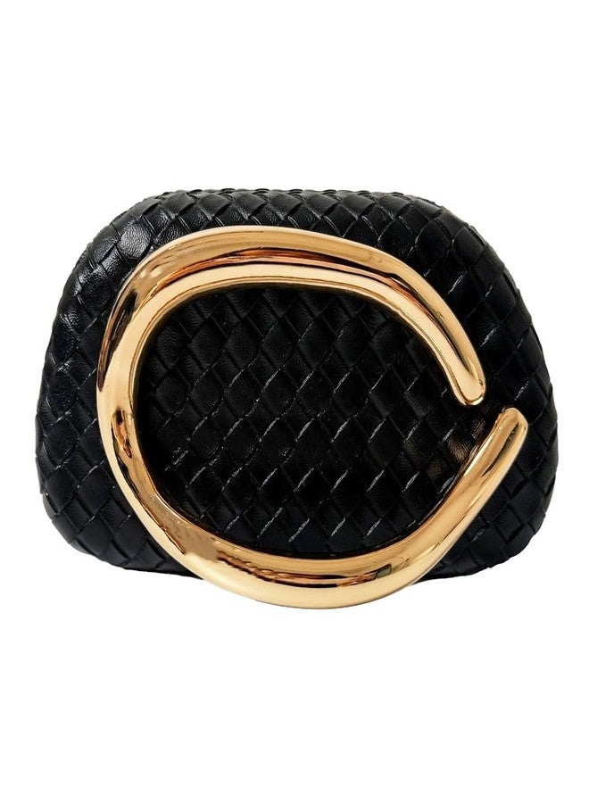 CUXVA Black Clutch Purses for Women Evening/Wedding Chic Woven Bag Formal PU Leather Purse Designer Handbags for Party Prom - Image 1