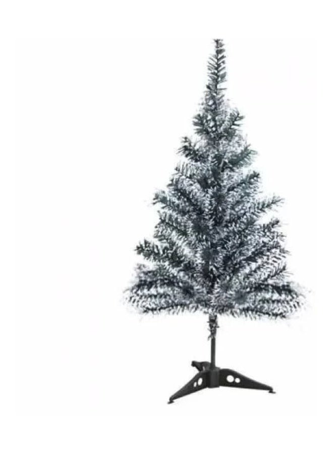 شجرة الكريسماس شجرة الأخضر  الثلجي بالاطراف الأبيض الشجره العادية الشجرة بالعمود المعدني اللين في الحركة  و القعدة البلاستيك  المقاس : ٩٠ سم - Image 1