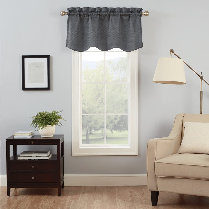 eclipse ECLIPSE Canova Blackout Thermaback Window Valance Curtains for Kitchen or Bathroom  42 in x 21 in  Charcoal  - Image 1