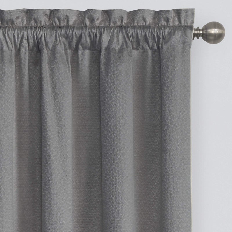eclipse ECLIPSE Canova Blackout Thermaback Window Valance Curtains for Kitchen or Bathroom  42 in x 21 in  Charcoal  - Image 2