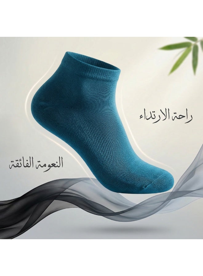 Dodoliza Women Premium Classic Bamboo Socks with Nano Silver Technology Anti Bacterial Ankle Length Turquoise 5 Pairs - Image 3