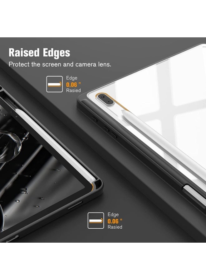 إيفو جراب هجين رفيع لجهاز سامسونج تاب اس 8 بلص 2022/اس7 اف اى 2021/اس7 بلص2020 مقاس 12.4 بوصة مع حامل قلم ، غطاء مقاوم للصدمات مع غطاء خلفي شفاف وواقي شاشة وخاصية الإيقاظ/السكون التلقائي (أسود) - Image 2