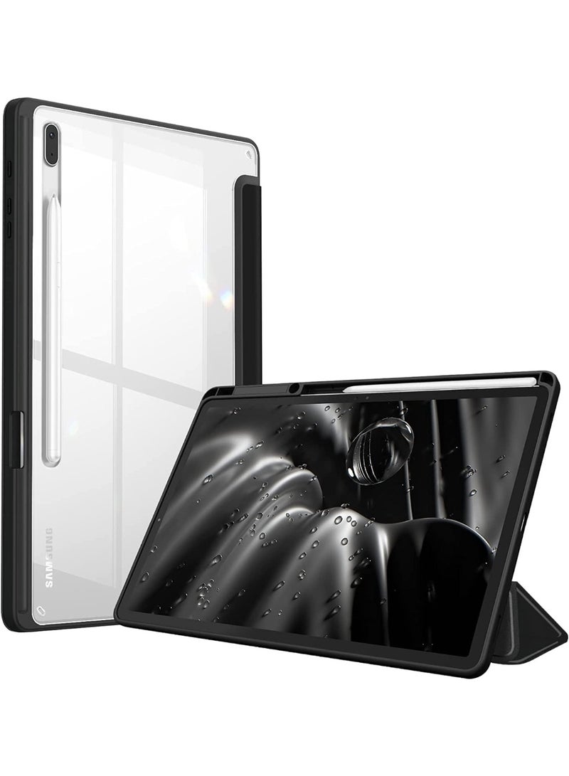 إيفو جراب هجين رفيع لجهاز سامسونج تاب اس 8 بلص 2022/اس7 اف اى 2021/اس7 بلص2020 مقاس 12.4 بوصة مع حامل قلم ، غطاء مقاوم للصدمات مع غطاء خلفي شفاف وواقي شاشة وخاصية الإيقاظ/السكون التلقائي (أسود) - Image 3