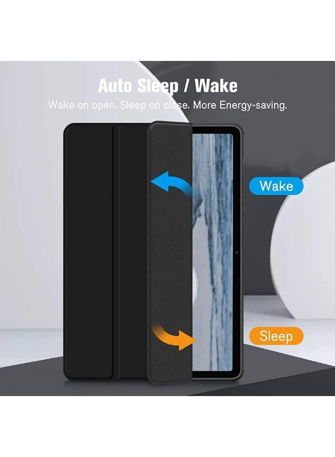 إيفو جراب هجين رفيع لجهاز سامسونج تاب اس 8 بلص 2022/اس7 اف اى 2021/اس7 بلص2020 مقاس 12.4 بوصة مع حامل قلم ، غطاء مقاوم للصدمات مع غطاء خلفي شفاف وواقي شاشة وخاصية الإيقاظ/السكون التلقائي (أسود) - Image 1