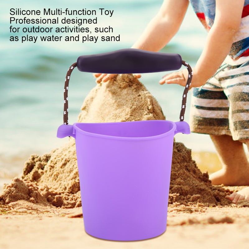 Foldable Silicone Bucket: Purple, Non-Toxic Durable Silicone, Ergonomic Adjustable Handle - Portable Collapsible Design for Outdoor Kids’ Water Sand Play - Image 2
