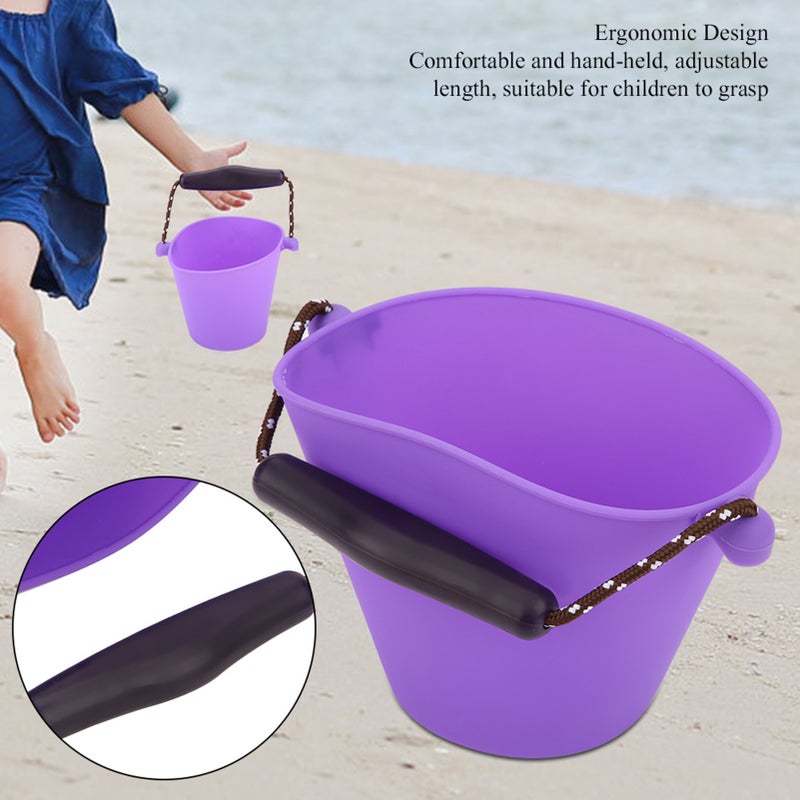 Foldable Silicone Bucket: Purple, Non-Toxic Durable Silicone, Ergonomic Adjustable Handle - Portable Collapsible Design for Outdoor Kids’ Water Sand Play - Image 3