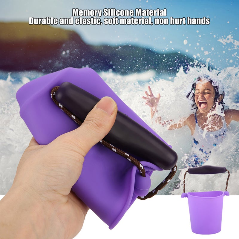 Foldable Silicone Bucket: Purple, Non-Toxic Durable Silicone, Ergonomic Adjustable Handle - Portable Collapsible Design for Outdoor Kids’ Water Sand Play - Image 4