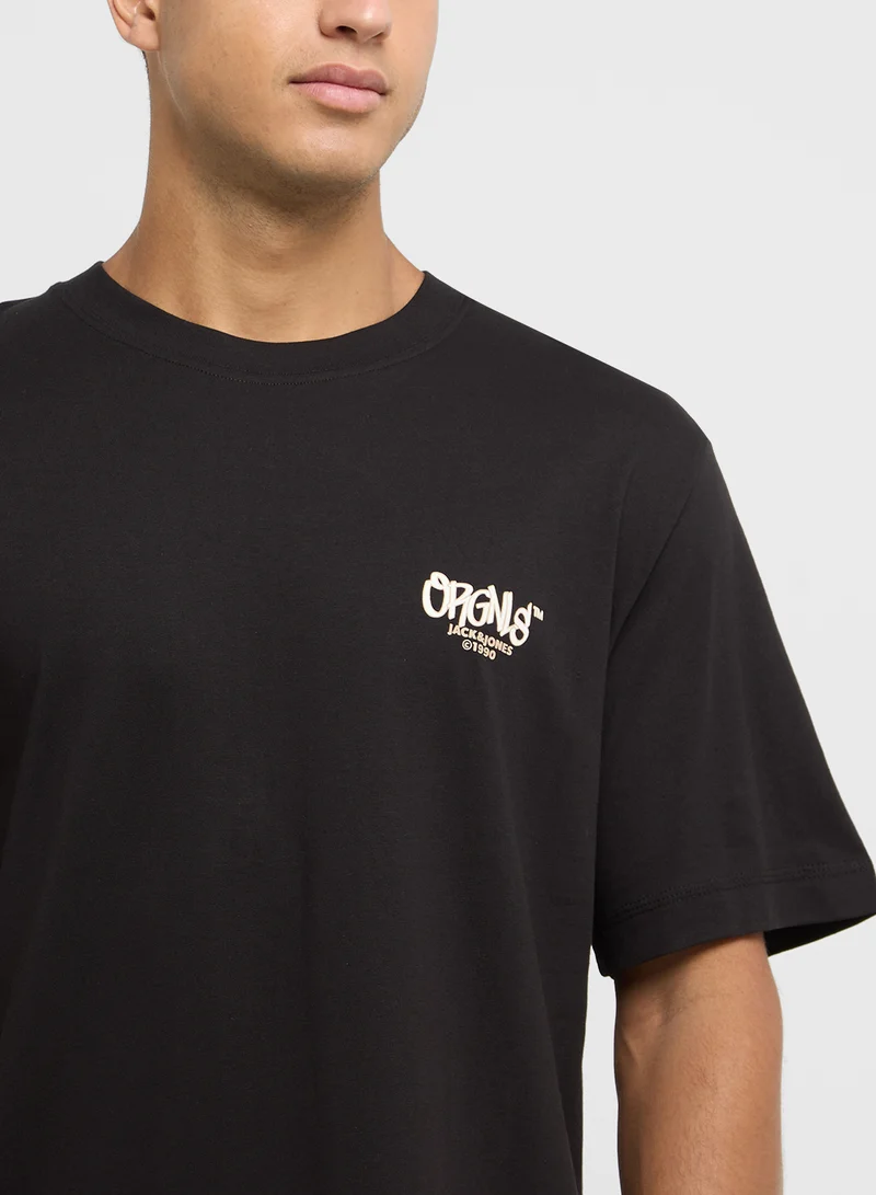 JACK & JONES Jorbushwick Paisley Logo Crew Neck T-Shirt