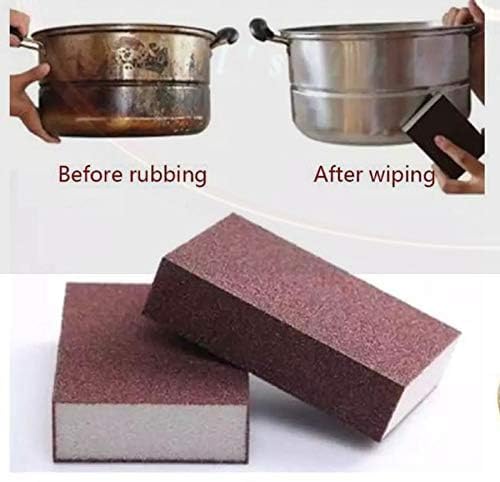 Cozron Multipurpose Brown Color Hard Surface Like Sand Paper Scrub Sponge Deep Cleaner Eraser Kitchen Tool Perfect for Gas Cleaning Utensils Wood Brown4 - Image 4