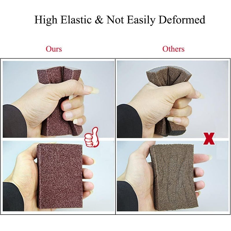 Cozron Multipurpose Brown Color Hard Surface Like Sand Paper Scrub Sponge Deep Cleaner Eraser Kitchen Tool Perfect for Gas Cleaning Utensils Wood Brown4 - Image 5